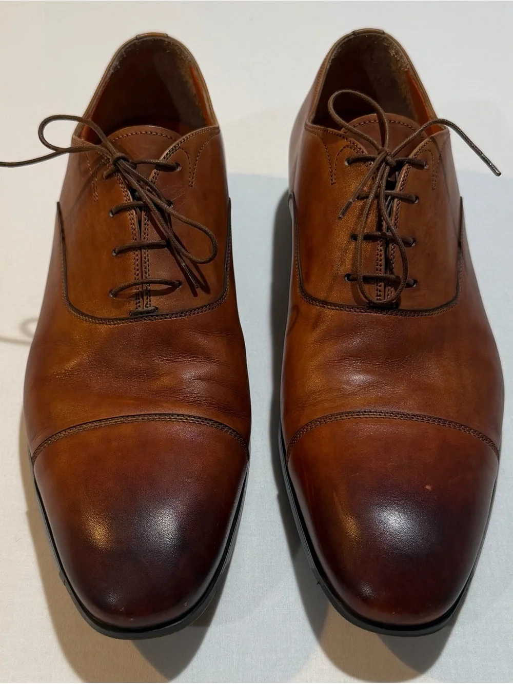 Santoni Mens Size US 12 D Cap Toe Lace Up Oxford Brown Dress Shoes 392055